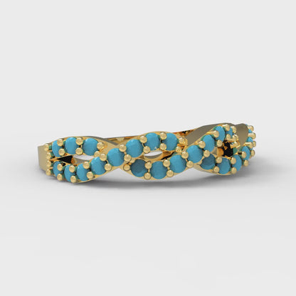 0.495 cttw Simulated Turquoise Round Cut yellow Gold Eternity Wedding Band