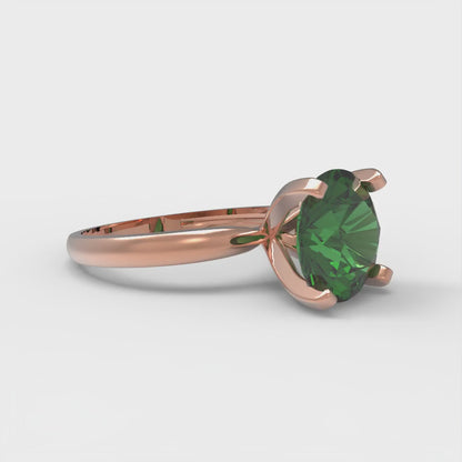 3 cttw Simulated Emerald Solitaire  Engagement Ring - Solid Gold (Round Cut,9.0mm)