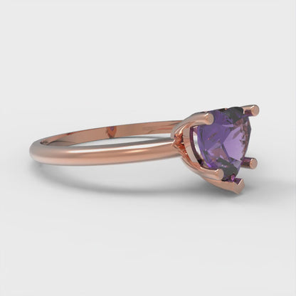 1.25 cttw Natural Amethyst Solitaire  Engagement Ring - Solid Gold (Heart Cut,7.0mm)
