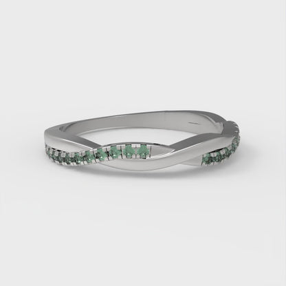 0.16 cttw Simulated Emerald Round Cut White Gold Eternity Wedding Band