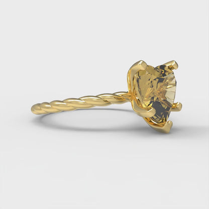 2 cttw Zirconia Simulated Yellow Diamond Solitaire  Engagement Ring - Solid Gold (VVS1, Heart Cut,8.0mm)