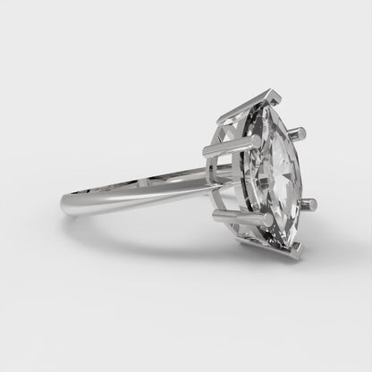 1.5 cttw Certified Moissanite Solitaire  Engagement Ring - Solid Gold (VVS1, D-F,Marquise Cut ,11x5.5mm)