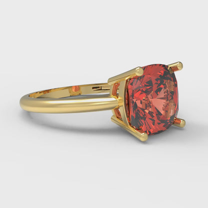 2.5 cttw Zirconia Simulated Red Diamond Solitaire  Engagement Ring - Solid Gold (VVS1, Cushion Cut,8mm)