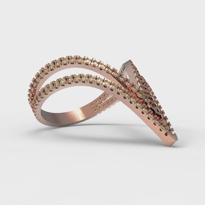 0.525 cttw Zirconia Simulated Yellow Diamond Statement Engagement Ring - Solid Rose Gold (VVS1, Round Cut,1.0mm)
