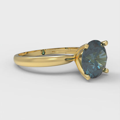 2 cttw Natural London Blue Topaz Solitaire  Engagement Ring - Solid Gold (Round Cut,8.0mm)