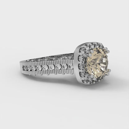 2.37 cttw Natural Morganite Hidden Halo Engagement Ring - Solid Gold (Round Cut,7.5mm)