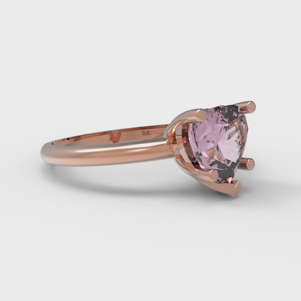 2 cttw Zirconia Simulated Pink Diamond Solitaire  Engagement Ring - Solid Gold (VVS1, Heart Cut,8mm)