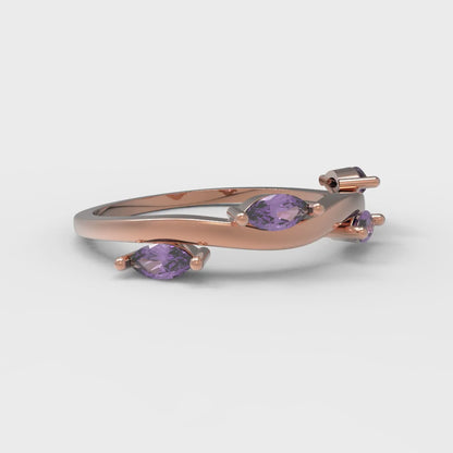 0.4 cttw Simulated Alexandrite Marquise Cut Rose Gold Eternity Wedding Band