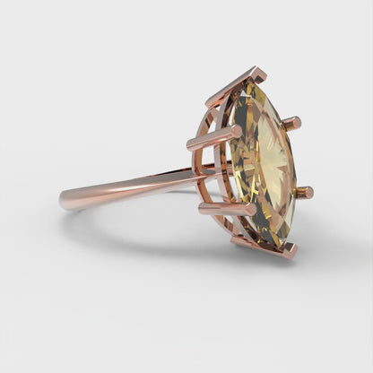 2.5 cttw Zirconia Simulated Yellow Diamond Solitaire  Engagement Ring - Solid Gold (VVS1, Marquise Cut ,13x6.5mm)