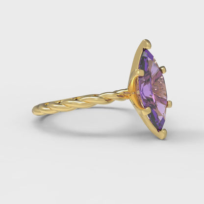 2 cttw Simulated Alexandrite Solitaire  Engagement Ring - Solid Gold (Marquise Cut,12x6mm )