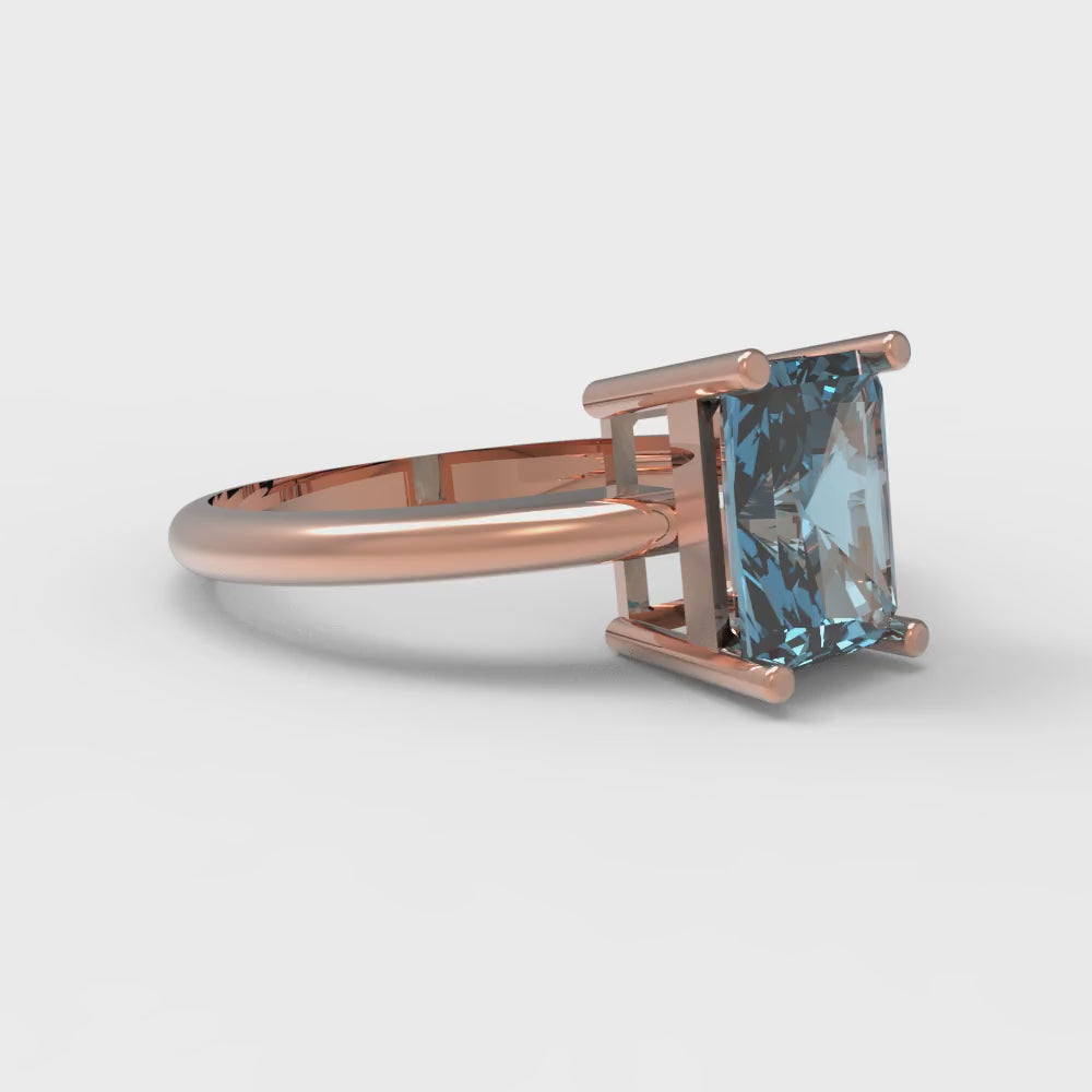 1.75 cttw Natural Swiss Blue Topaz Solitaire  Engagement Ring - Solid Gold (Radiant Cut,7.5x5.5mm)