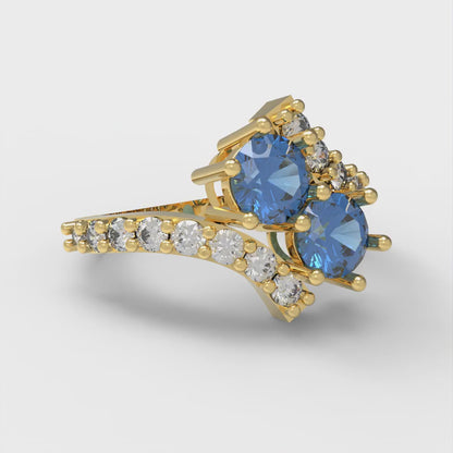 1.48 cttw Simulated Tanzanite Solitaire with Zirconia Simulated Diamond Accents Engagement Ring - Solid Gold (Round Cut,5mm)