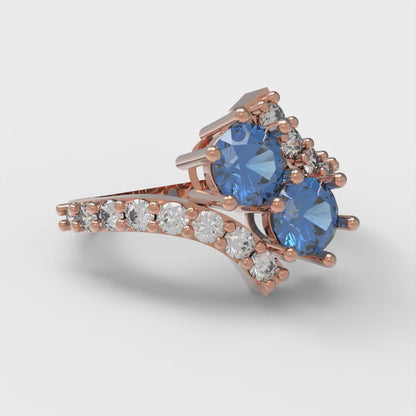 1.48 cttw Simulated Tanzanite Solitaire with Zirconia Simulated Diamond Accents Engagement Ring - Solid Gold (Round Cut,5mm)