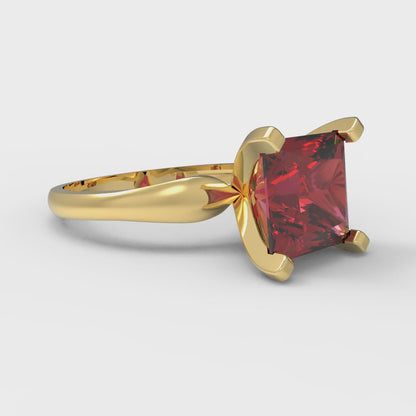 2.5 cttw Natural Garnet Solitaire  Engagement Ring - Solid Gold (Princess Cut,8.5mm)