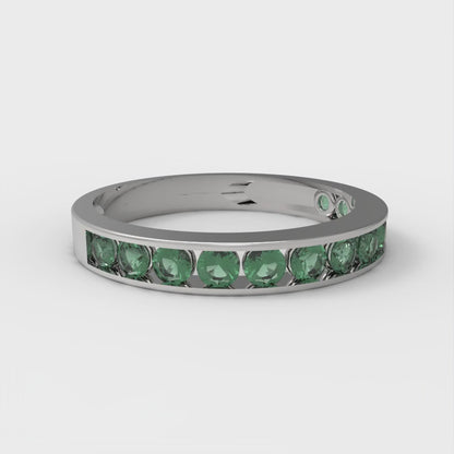 0.39 cttw Simulated Emerald Round Cut White Gold Eternity Wedding Band