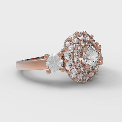 1.4 cttw White Sapphire Hidden Halo Engagement Ring - Solid Gold (Round Cut,5.0mm)