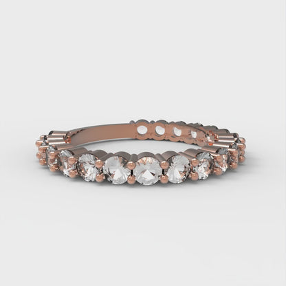 1.2 cttw White Sapphire Round Cut Rose Gold Eternity Wedding Band
