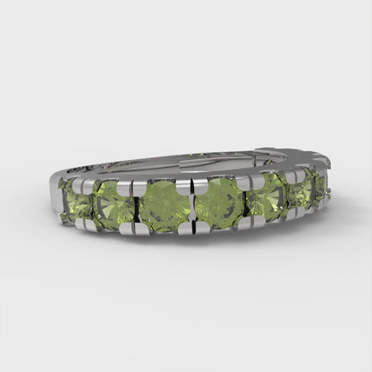 1 cttw Natural Peridot Round Cut White Gold Eternity Wedding Band