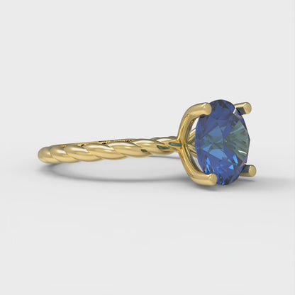 2 cttw Simulated Tanzanite Solitaire  Engagement Ring - Solid Gold (Round Cut,8.0mm)