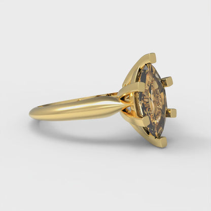 1 cttw Zirconia Simulated Champagne Diamond Solitaire  Engagement Ring - Solid Gold (VVS1, Marquise Cut,10x5mm)