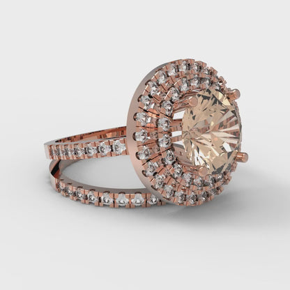 2.73 cttw Round Cut Yellow Moissanite Bridal Set - Solid Rose Gold Engagement Ring & Wedding Band