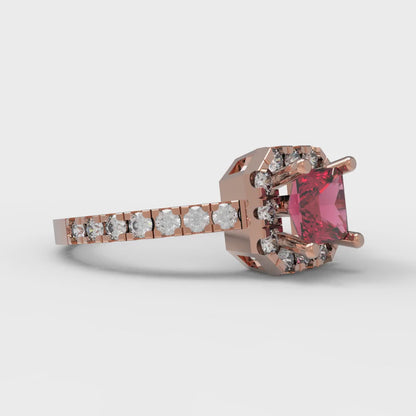 0.89 cttw Natural Garnet Hidden Halo Engagement Ring - Solid Gold (Princess Cut,4.5mm)