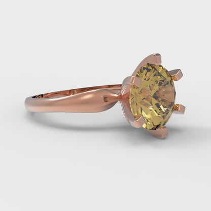 2.5 cttw Zirconia Simulated Yellow Diamond Solitaire  Engagement Ring - Solid Gold (VVS1, Round Cut,8.5mm)