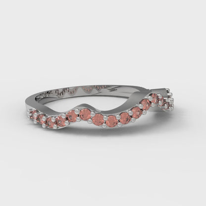 0.23 cttw Simulated Red Diamond Round Cut White Gold Eternity Wedding Band