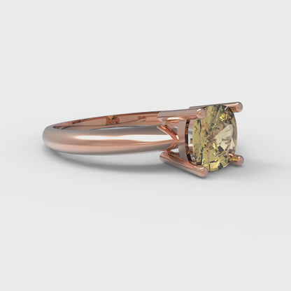 1 cttw Zirconia Simulated Yellow Diamond Solitaire  Engagement Ring - Solid Gold (VVS1, Cushion Cut,6mm)