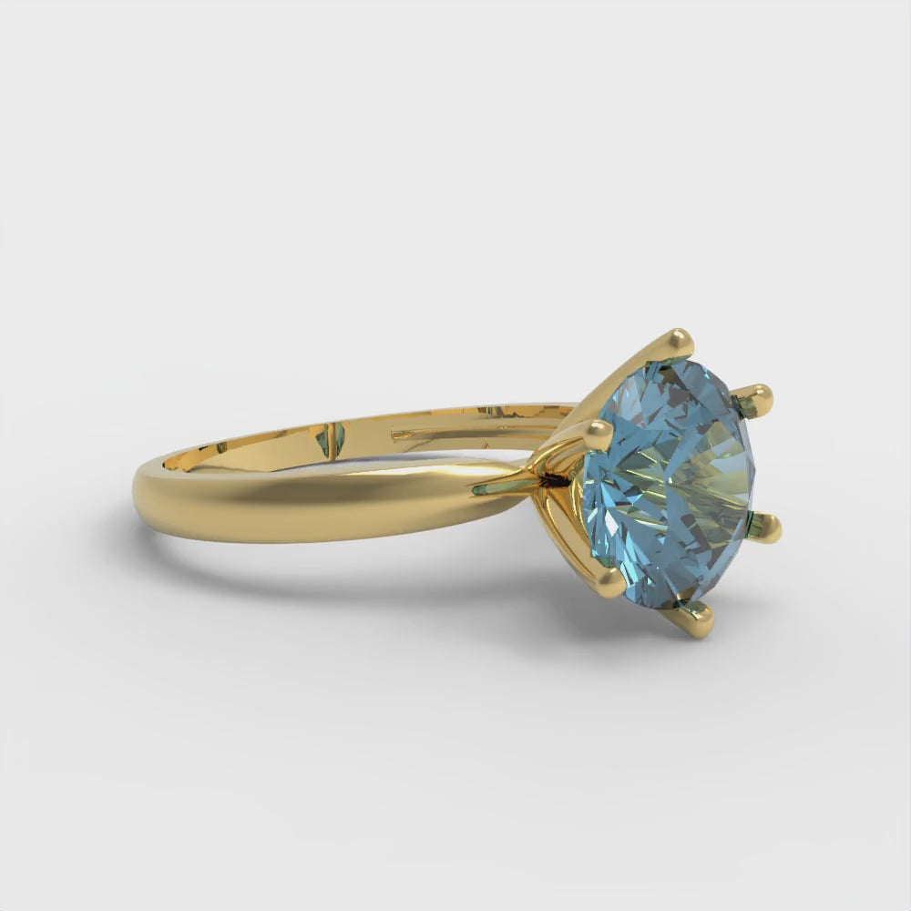 2 cttw Natural Swiss Blue Topaz Solitaire  Engagement Ring - Solid Gold (Round Cut,8.0mm)