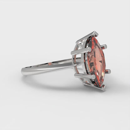 1.5 cttw Zirconia Simulated Red Diamond Solitaire  Engagement Ring - Solid Gold (VVS1, Marquise Cut ,11x5.5mm)