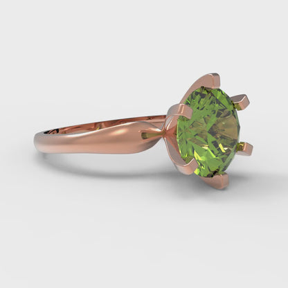 2.5 cttw Natural Peridot Solitaire  Engagement Ring - Solid Gold (Round Cut,8.5mm)