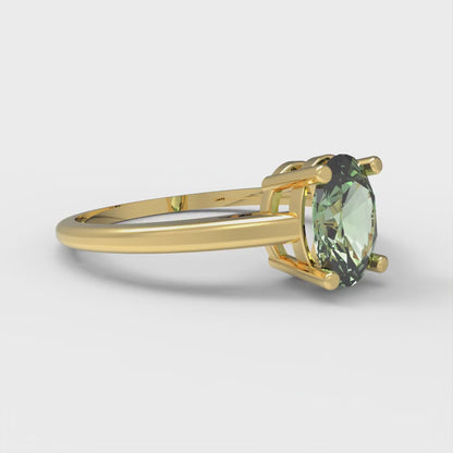 1 cttw Zirconia Simulated Green Diamond Solitaire  Engagement Ring - Solid Gold (VVS1, Oval Cut,7x5mm)