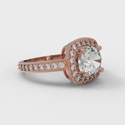 1.335 cttw Zirconia Simulated Diamond Solitaire with Zirconia Simulated Diamond Accents Engagement Ring - Solid Rose Gold (VVS1, Round Cut,6.5mm)