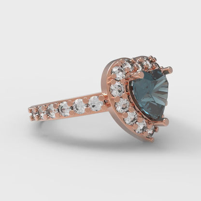 2.03 cttw Natural London Blue Topaz Hidden Halo Engagement Ring - Solid Gold (Heart Cut,7.0mm)