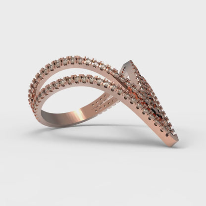 0.525 cttw Yellow Moissanite Statement Engagement Ring - Solid Rose Gold (VVS1, Round Cut,1.0mm)