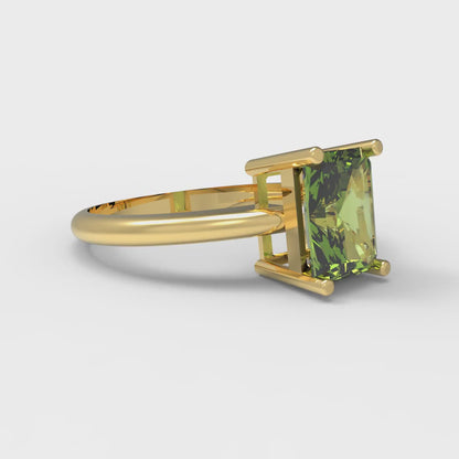 1.75 cttw Natural Peridot Solitaire  Engagement Ring - Solid Gold (Radiant Cut,7.5x5.5mm)