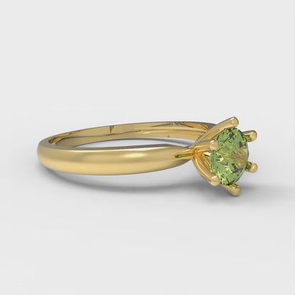 0.5 cttw Natural Peridot Solitaire  Engagement Ring - Solid Gold (Round Cut,5.0mm)