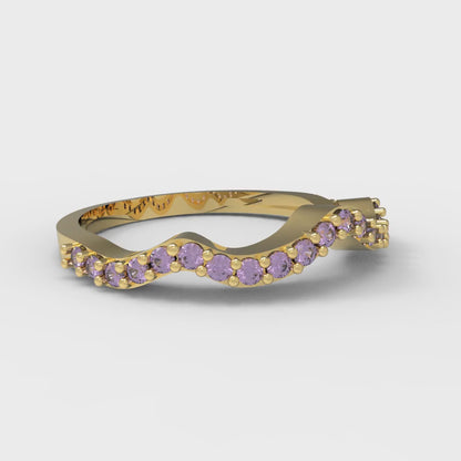0.23 cttw Simulated Alexandrite Round Cut Yellow Gold Eternity Wedding Band