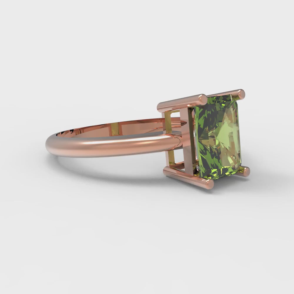1.75 cttw Natural Peridot Solitaire  Engagement Ring - Solid Gold (Radiant Cut,7.5x5.5mm)
