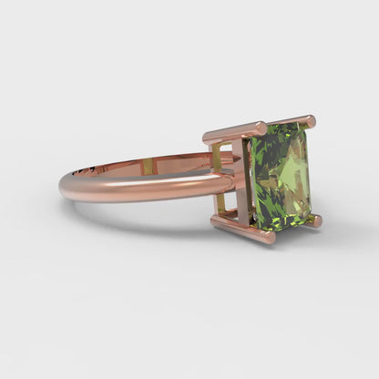 1.75 cttw Natural Peridot Solitaire  Engagement Ring - Solid Gold (Radiant Cut,7.5x5.5mm)