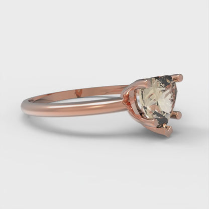 1.25 cttw Natural Morganite Solitaire  Engagement Ring - Solid Gold (Heart Cut,7.0mm)