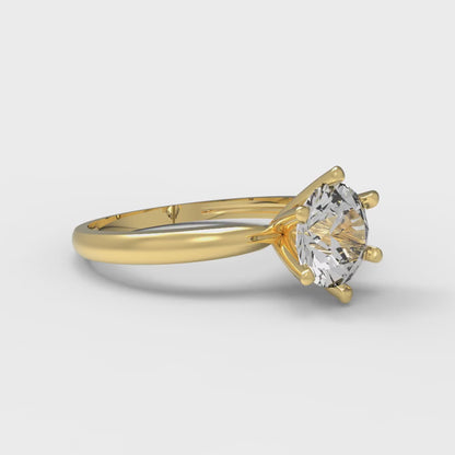 1 cttw White Sapphire Solitaire  Engagement Ring - Solid Gold (Round Cut,6.5mm)