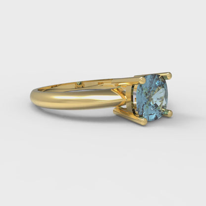 1 cttw Natural Sky Blue Topaz Solitaire  Engagement Ring - Solid Gold (Cushion Cut,6mm)