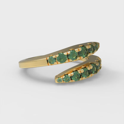 0.235 cttw Simulated Emerald Round Cut Yellow Gold Eternity Wedding Band