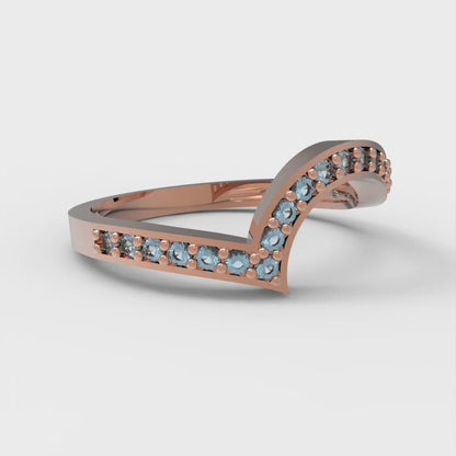 0.165 cttw Natural Aquamarine Round Cut Rose Gold Eternity Wedding Band