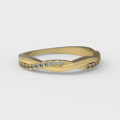 0.16 cttw Blue Moissanite Round Cut Yellow Gold Eternity Wedding Band