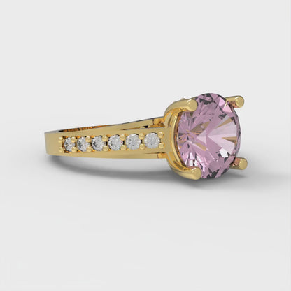 2.21 cttw Zirconia Simulated Pink Diamond Solitaire with Zirconia Simulated Diamond Accents Engagement Ring - Solid Gold (VVS1, Round Cut,8.0mm)