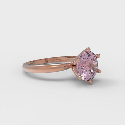 1.5 cttw Zirconia Simulated Pink Diamond Solitaire  Engagement Ring - Solid Gold (VVS1, Round Cut,7.5mm)