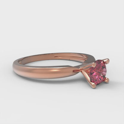 0.5 cttw Simulated Ruby Solitaire  Engagement Ring - Solid Rose Gold (VVS1, Round Cut,5.0mm)